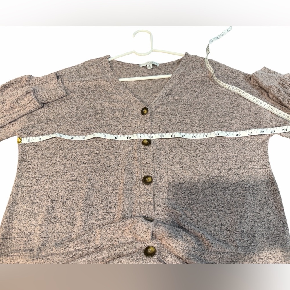 Green Envelope Plush Open-Front Button Cardigan - Mauve Taupe. Used - Picture 5 of 6